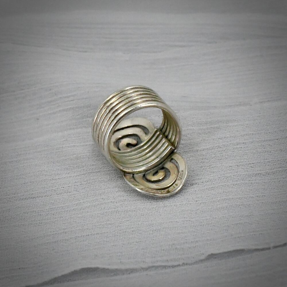Vintage ATI Mexico 925 Sterling Silver Ring Modernist Swirl Size 6 9.4g - Picture 6 of 11
